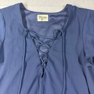 Show Me Your MuMu Kylie Lace Up Dress Navy Blue Small